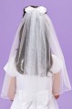 Peridot Girls White Pearl Large Bow Communion Veil - Style Fallon