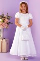 Peridot White Lace Organza Communion Dress - Style Caitlin