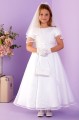 Peridot White Guipure Lace Organza Communion Dress - Style Constance
