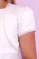 Peridot Girls White Beaded Duchess Satin Short Sleeve Bolero - Style Eileen