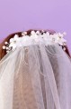 Peridot Girls White Floral Spray Communion Veil - Style Aurora