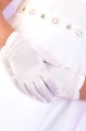 Peridot Girls White Pearl Ruched Gloves - Style Agnes