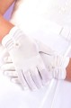 Peridot Girls White Diamante Ruched Gloves - Style Lois