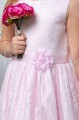 Girls Pink Eyelash Lace Dress & Flower Petal Sash - Harriet