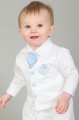 Baby Boys White with Blue Nautical Wedding Suit - Caspian