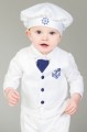 Baby Boys White with Navy Nautical Wedding Suit - Caspian