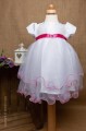White Flower Girl Dress with Hot Pink Sash by Eva Rose