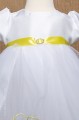 White Flower Girl Dress with Lemon Sash by Eva Rose
