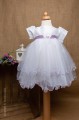 White Flower Girl Dress with Lilac Sash by Eva Rose
