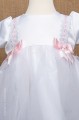 White Flower Girl Dress with Baby Pink Bows by Eva Rose