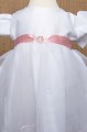 White Flower Girl Dress with Baby Pink Sash by Eva Rose