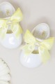 Baby Girls White & Lemon Diamant Bow Patent Shoes by Baypods