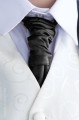 Boys Black Ruche Satin Wedding Cravat