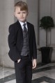 Boys Black Suit with Orange Check Waistcoat - Fred
