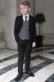 Boys Black Suit with Blue Check Tweed Waistcoat - Fred