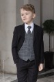 Boys Black Suit with Blue Check Tweed Waistcoat - Fred