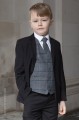 Boys Black Suit with Blue Large Check Tweed Waistcoat - Fred
