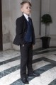 Boys Black Suit with Navy Check Waistcoat - Fred