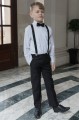 Boys Black Trouser Suit with Black Braces - Giles