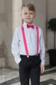 Boys Black Trouser Suit with Hot Pink Braces - Giles