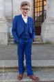 Boys Electric Blue Suit with Pale Pink Dickie Bow - Barclay