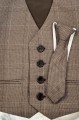 Boys Grey Suit with Brown Check Tweed Waistcoat - Ashby