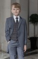 Boys Grey Tail Suit with Orange Check Waistcoat - Archie