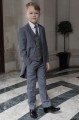 Boys Grey Tail Suit with Blue Check Tweed Waistcoat - Archie