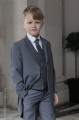 Boys Grey Tail Suit with Blue Large Check Tweed Waistcoat - Archie