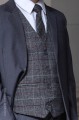 Boys Grey Tweed with Red Tartan Check Waistcoat & Tie
