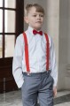 Boys Grey Trouser Suit with Red Braces - Guy