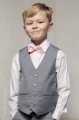 Boys Light Grey Shorts Suit with Pale Pink Dickie Bow - Harry