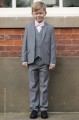 Boys Light Grey Jacket Suit with Pale Pink Dickie Bow - Perry