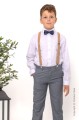 Boys Light Grey Trouser Suit with Beige Braces - Guy