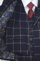 Boys Navy Check Soft Tweed Jacket Suit - Mason