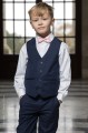 Boys Navy Shorts Suit with Pale Pink Dickie Bow - Leo