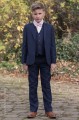 Boys Navy Suit with Pale Pink Dickie Bow - Stanley