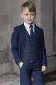 Boys Navy Suit with Red Check Waistcoat - Ashby