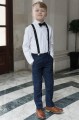 Boys Navy Trouser Suit with Black Braces - Gregory