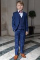 Boys Royal Blue Suit with Burgundy Bow Tie - George