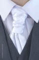 Boys White Ruche Satin Wedding Cravat