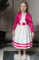 Girls Ivory with Hot Pink Flower Corsage Dress & Bolero - Libby