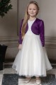 Girls Ivory Diamante Organza Dress with Purple Bolero - Grace