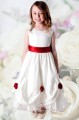 Girls Ivory with Red Rose Flower Girl Dress - Fiona