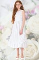 Girls White Frilly Rose Flower Girl Dress - Catherine