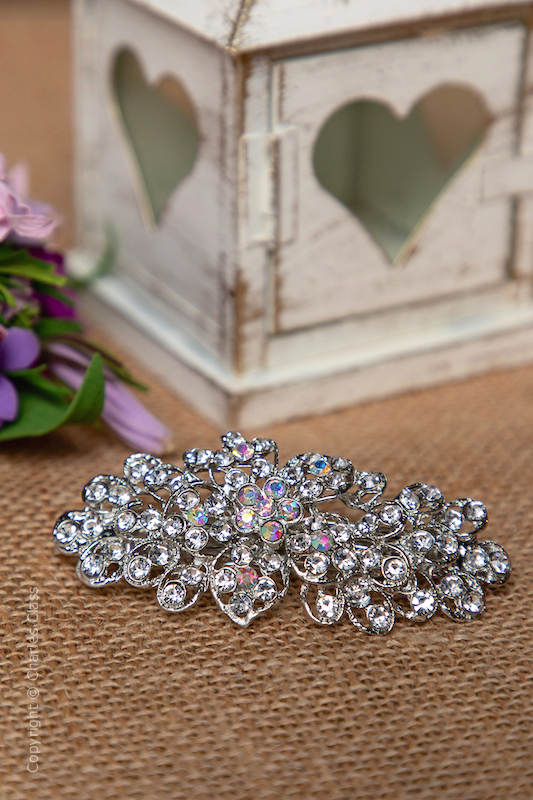 Iridescent Crystal Filigree Flower Hair Clip