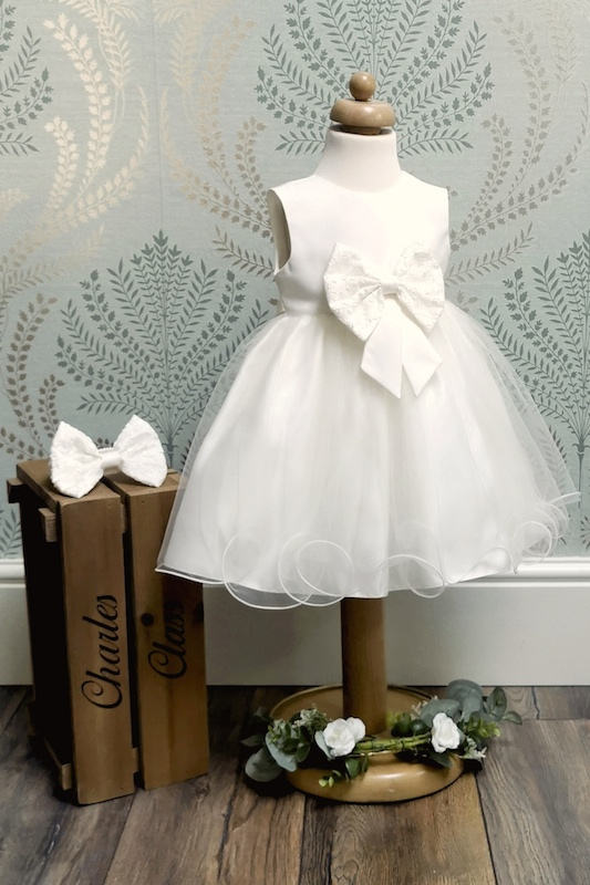 DRESS & Fleur Baby Girls Dress with Headband in White