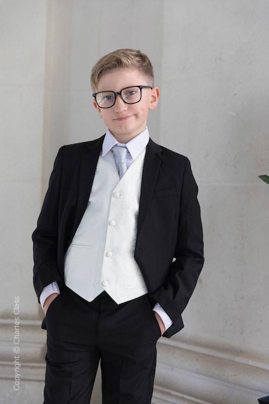 Boys Skinny Tie Boys Formal Tie Boys Elasticated Ivory Skinny Tie