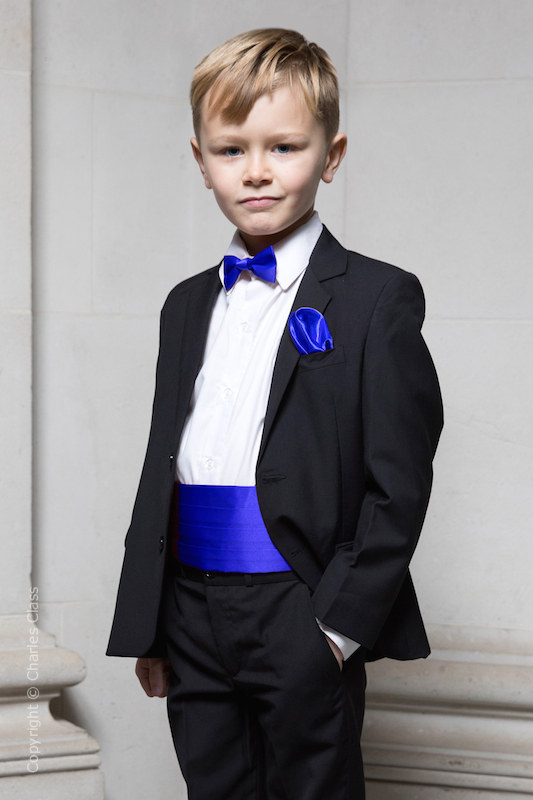 Boys Black & Royal Blue Formal Dinner Suit - Hamilton