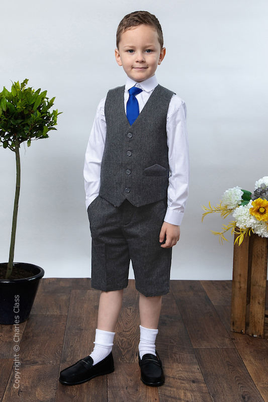 Boys grey wedding shorts Clearance